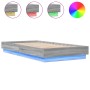 Bed frame with LED lights Sonoma gray 75x190 cm by , Beds and slatted bases - Ref: Foro24-839551, Price: 109,37 €, Discount: %