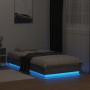 Bed frame with LED lights Sonoma gray 75x190 cm by , Beds and slatted bases - Ref: Foro24-839551, Price: 109,37 €, Discount: %