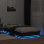 Estructura de cama con luces LED roble marrón 90x190 cm de , Camas y somieres - Ref: Foro24-839545, Precio: 111,84 €, Descuen...