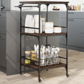 Brown oak engineered wood kitchen cart 60.5x50x105cm by , Kitchen and dining carts - Ref: Foro24-842340, Price: 68,99 €, Disc...