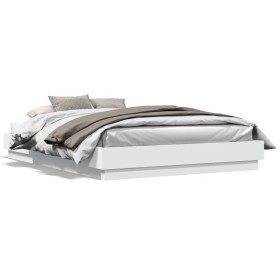 Estructura de cama con luces LED blanco 150x200 cm de , Camas y somieres - Ref: Foro24-3209786, Precio: 177,99 €, Descuento: %