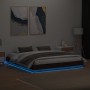 Estructura de cama con luces LED roble marrón 180x200 cm de , Camas y somieres - Ref: Foro24-3209778, Precio: 188,02 €, Descu...