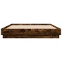 Bed frame with LED lights smoked oak 150x200 cm by , Beds and slatted bases - Ref: Foro24-3209790, Price: 171,40 €, Discount: %