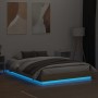 Estructura de cama con luces LED roble Sonoma 120x200 cm de , Camas y somieres - Ref: Foro24-3209802, Precio: 147,16 €, Descu...