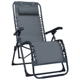 Folding gray textilene terrace lounger by vidaXL, Loungers - Ref: Foro24-47898, Price: 104,99 €, Discount: %