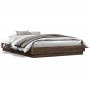 Estructura de cama con luces LED roble marrón 150x200 cm de , Camas y somieres - Ref: Foro24-3209792, Precio: 177,35 €, Descu...