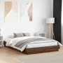 Estructura de cama con luces LED roble marrón 150x200 cm de , Camas y somieres - Ref: Foro24-3209792, Precio: 177,35 €, Descu...