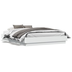 Estructura de cama con luces LED blanco 135x190 cm de , Camas y somieres - Ref: Foro24-3209814, Precio: 142,99 €, Descuento: %