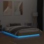 Estructura de cama con luces LED roble Sonoma 135x190 cm de , Camas y somieres - Ref: Foro24-3209816, Precio: 138,99 €, Descu...