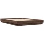 Estructura de cama con luces LED roble marrón 140x200 cm de , Camas y somieres - Ref: Foro24-3209799, Precio: 173,99 €, Descu...