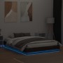 Estructura de cama con luces LED roble marrón 140x200 cm de , Camas y somieres - Ref: Foro24-3209799, Precio: 173,99 €, Descu...