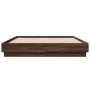 Bed frame with LED lights brown oak 140x200 cm by , Beds and slatted bases - Ref: Foro24-3209799, Price: 192,47 €, Discount: %