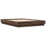 Bed frame with LED lights brown oak 140x200 cm by , Beds and slatted bases - Ref: Foro24-3209799, Price: 192,47 €, Discount: %