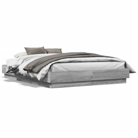 Estructura de cama madera de ingeniería gris Sonoma 140x190 cm de , Camas y somieres - Ref: Foro24-3209875, Precio: 138,02 €,...