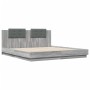 Bed frame headboard LED lights Sonoma gray 160x200 cm by , Beds and slatted bases - Ref: Foro24-3210001, Price: 208,02 €, Dis...