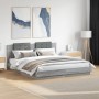 Bed frame headboard LED lights Sonoma gray 160x200 cm by , Beds and slatted bases - Ref: Foro24-3210001, Price: 208,02 €, Dis...