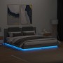 Bed frame headboard LED lights Sonoma gray 160x200 cm by , Beds and slatted bases - Ref: Foro24-3210001, Price: 208,02 €, Dis...