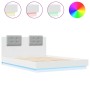 Bed frame with headboard and white LED lights 150x200 cm by , Beds and slatted bases - Ref: Foro24-3210003, Price: 202,25 €, ...