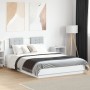 Bed frame with headboard and white LED lights 150x200 cm by , Beds and slatted bases - Ref: Foro24-3210003, Price: 202,25 €, ...