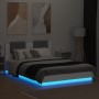 Bed frame with headboard and white LED lights 150x200 cm by , Beds and slatted bases - Ref: Foro24-3210003, Price: 202,25 €, ...