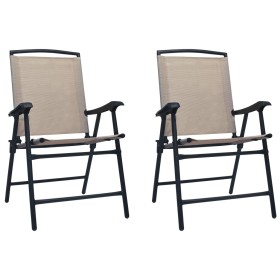 Folding garden chairs 2 units gray taupe textilene by vidaXL, Garden chairs - Ref: Foro24-47925, Price: 101,99 €, Discount: %