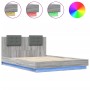 Estructura de cama cabecero luces LED gris Sonoma 120x200 cm de , Camas y somieres - Ref: Foro24-3210022, Precio: 188,35 €, D...