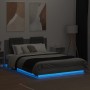 Bed frame headboard LED lights Sonoma gray 120x200 cm by , Beds and slatted bases - Ref: Foro24-3210022, Price: 188,35 €, Dis...