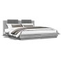 Estructura de cama cabecero luces LED gris Sonoma 200x200 cm de , Camas y somieres - Ref: Foro24-3209987, Precio: 265,47 €, D...