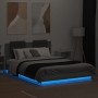 Bed frame headboard LED lights Sonoma gray 150x200 cm by , Beds and slatted bases - Ref: Foro24-3210008, Price: 202,99 €, Dis...