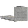 Concrete gray LED lights headboard bed frame 90x200 cm by , Beds and slatted bases - Ref: Foro24-3210034, Price: 167,20 €, Di...