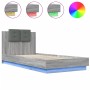 Estructura de cama cabecero luces LED gris Sonoma 90x200 cm de , Camas y somieres - Ref: Foro24-3210036, Precio: 170,10 €, De...