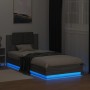 Estructura de cama cabecero luces LED gris Sonoma 90x200 cm de , Camas y somieres - Ref: Foro24-3210036, Precio: 170,10 €, De...