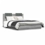 Estructura de cama cabecero luces LED gris Sonoma 140x190 cm de , Camas y somieres - Ref: Foro24-3210043, Precio: 199,73 €, D...