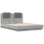 Estructura de cama cabecero luces LED gris Sonoma 140x190 cm de , Camas y somieres - Ref: Foro24-3210043, Precio: 199,73 €, D...