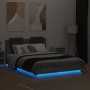 Estructura de cama cabecero luces LED gris Sonoma 140x190 cm de , Camas y somieres - Ref: Foro24-3210043, Precio: 199,73 €, D...