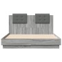 Estructura de cama cabecero luces LED gris Sonoma 140x190 cm de , Camas y somieres - Ref: Foro24-3210043, Precio: 199,73 €, D...