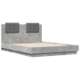 Concrete gray LED lights headboard bed frame 140x190 cm by , Beds and slatted bases - Ref: Foro24-3210041, Price: 186,99 €, D...