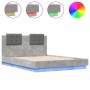 Concrete gray LED lights headboard bed frame 135x190 cm by , Beds and slatted bases - Ref: Foro24-3210048, Price: 185,19 €, D...