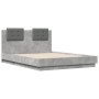 Concrete gray LED lights headboard bed frame 135x190 cm by , Beds and slatted bases - Ref: Foro24-3210048, Price: 185,19 €, D...