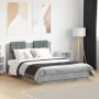 Concrete gray LED lights headboard bed frame 135x190 cm by , Beds and slatted bases - Ref: Foro24-3210048, Price: 185,19 €, D...