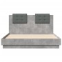 Concrete gray LED lights headboard bed frame 135x190 cm by , Beds and slatted bases - Ref: Foro24-3210048, Price: 185,19 €, D...