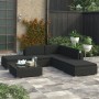 Set muebles de jardín 6 piezas y cojines ratán sintético negro de vidaXL, Conjuntos de jardín - Ref: Foro24-46746, Precio: 53...