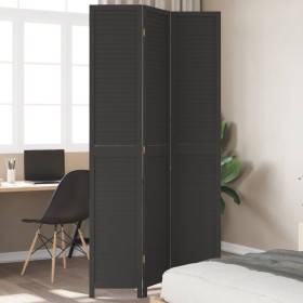 Black Paulownia solid wood 3-panel dividing screen by , Room dividers - Ref: Foro24-358848, Price: 96,99 €, Discount: %