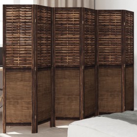 Dark brown paulownia wood 6-panel dividing screen by , Room dividers - Ref: Foro24-358713, Price: 155,99 €, Discount: %