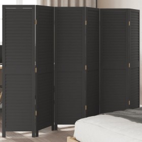 Black Paulownia solid wood 6-panel dividing screen by , Room dividers - Ref: Foro24-358857, Price: 115,99 €, Discount: %