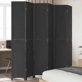 Black Paulownia solid wood 6-panel dividing screen by , Room dividers - Ref: Foro24-358860, Price: 181,99 €, Discount: %