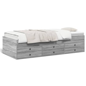 Tumbona con cajones madera ingeniería gris Sonoma 75x190 cm de , Camas y somieres - Ref: Foro24-3280893, Precio: 200,99 €, De...