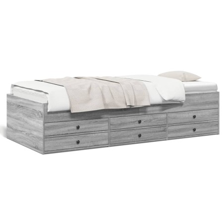 Tumbona con cajones madera ingeniería gris Sonoma 75x190 cm de , Camas y somieres - Ref: Foro24-3280893, Precio: 200,91 €, De...