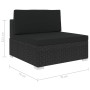 Central sectional seat and cushions 1 pc black synthetic rattan by vidaXL, Modular outdoor sofas - Ref: Foro24-46796, Price: ...