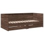 Lounger with brown oak engineered wood drawers 100x200 cm by , Beds and slatted bases - Ref: Foro24-3280845, Price: 234,58 €,...